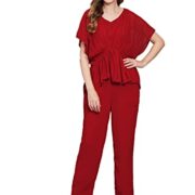 Nehamta Women's Chiffon Gathered Top Innar Trouser Set_NMK1966-42