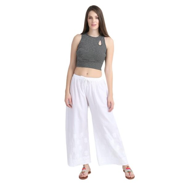 Prinkle Women's Regular Fit Ankle Length Dress New Chikan Plazo White Free Size ||1 - Image 2