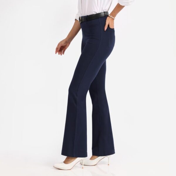 BlissClub AM:PM Air Flare Trousers Cotton for Women Above 5'5 ft Tall | Bootcut Trousers and Formal Pants for Women Office wear | Tailored fit - Image 5