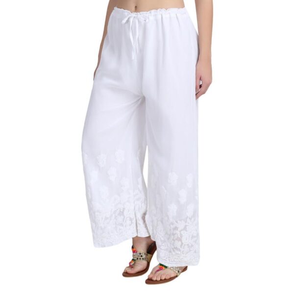 Prinkle Women's Regular Fit Ankle Length Dress New Chikan Plazo White Free Size ||1 - Image 7