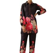 Sugathari Women's Dress Black V-Neck CO-ODS Set for Women