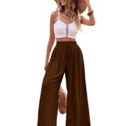 KOTTY Womens Solid Lightweight Duqqa Brown Pant