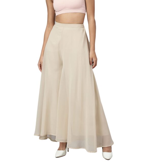 RATAN Women's Georgette Flared Freesize High Rise Sharara Palazzo Pant With Lining