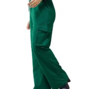 Bewakoof Air 1.0 Women's Solid Regular Fit Cargo Mid Rise Trousers_604234_Green_Large