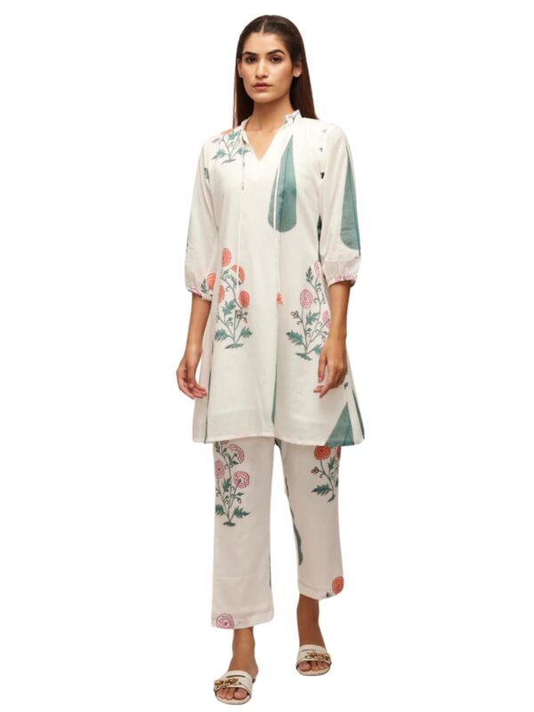 Leriya Fashion Women's Printed Co-Ord Set White