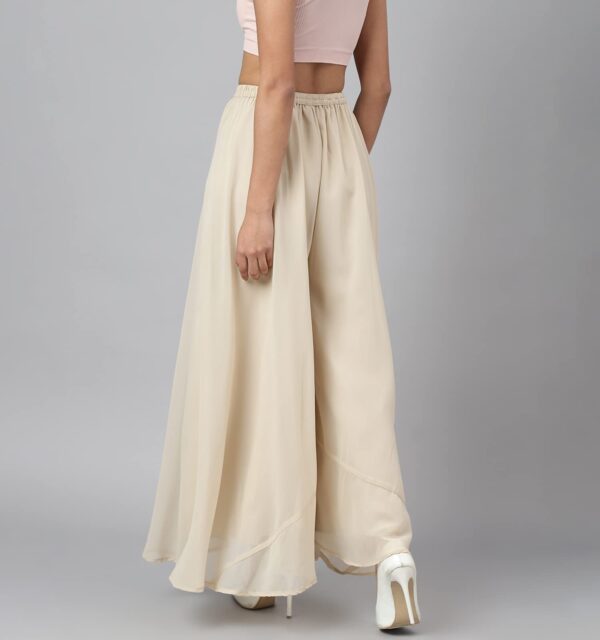 RATAN Women's Georgette Flared Freesize High Rise Sharara Palazzo Pant With Lining - Image 4