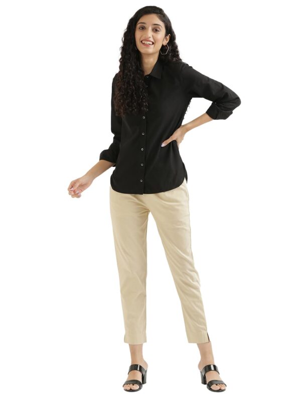 SAADAA Women Cotton Pant Regular High Rise Slim Fit Trouser, Pocket Pants for Office School Formal Casual Daily Use - Image 9