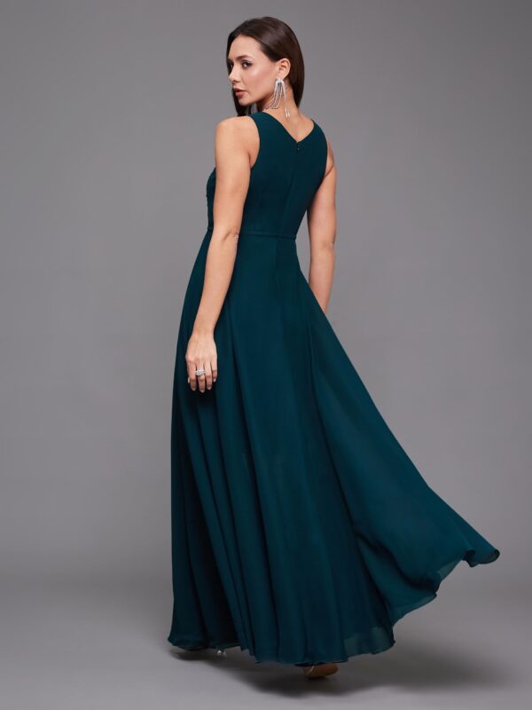 Miss Chase Women's V-Neck Sleeveless Embellished Layered Georgette Maxi Dress - Image 6