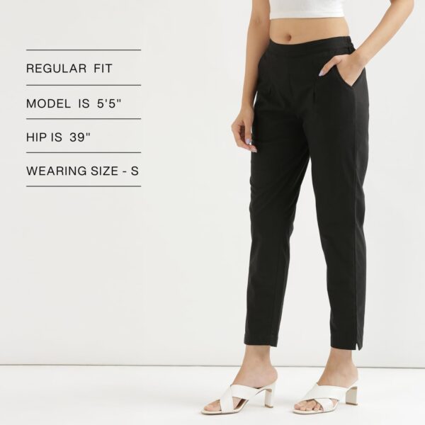 SAADAA Women Cotton Pant Regular High Rise Slim Fit Trouser, Pocket Pants for Office School Formal Casual Daily Use - Image 6