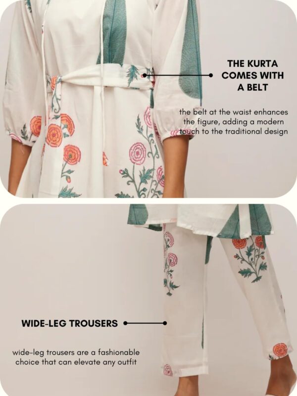 Leriya Fashion Women's Printed Co-Ord Set White - Image 4
