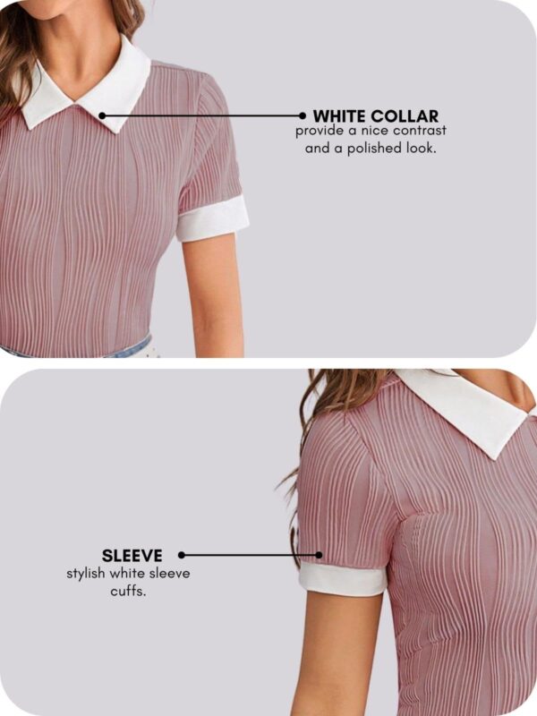 Leriya Fashion Regular Fit Tops for Jeans for Women | Korean Trendy Casual Top | Stylish Collared T-Shirt for Women | Oversized T-Shirt for Woman - Image 3