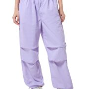 Bewakoof Women's Solid Baggy Oversized Fit Nylon Parachute Pants_628270_Purple