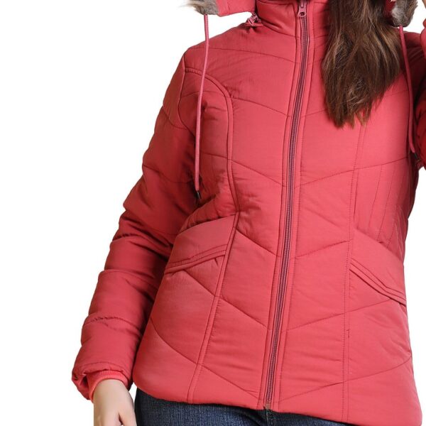 TROO BLUE Women’s Winter Jacket with Hood | Warm Quilted Puffer Coat | Stylish Casual Outerwear with Fur Lined Hood | Comfortable & Lightweight | Jacket For Women - Image 3