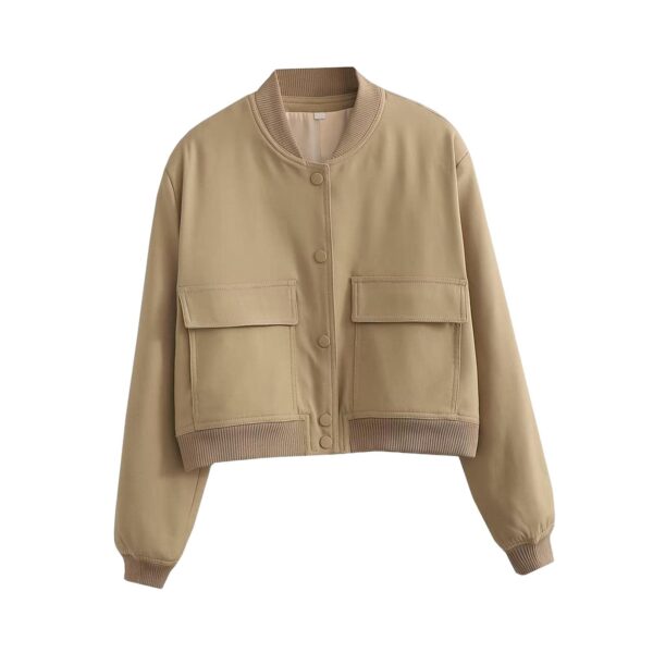 bnf Women's Jacket Spring for Women Ladies Cropped Two Large Pockets Casual Coat M Khaki | Clothing Shoes & Accessories | Womens Clothing | Coats & Jackets