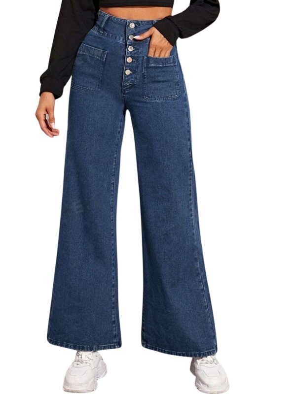 GRECIILOOKS Regular Fit Pant Baggy High Waist | Bell Bottom Jeans for Women