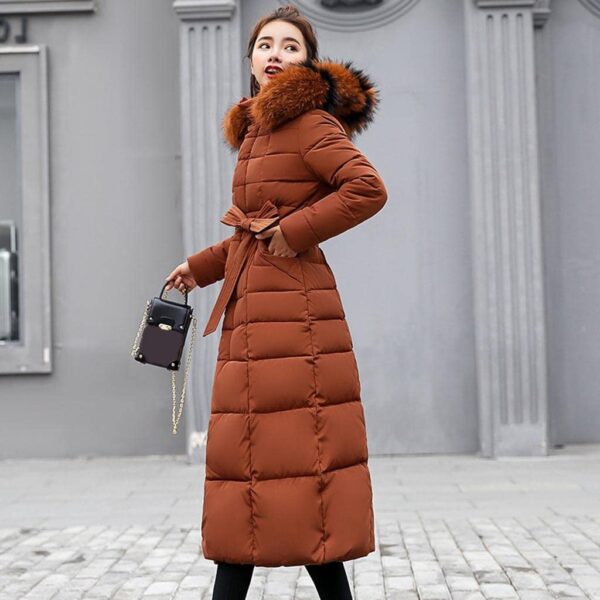 bnf Faux Fur Hooded Long Down Puffer Womens Coat Zipper Quilted Jacket Brown XL | Clothing Shoes & Accessories | Womens Clothing | Coats & Jackets - Image 2