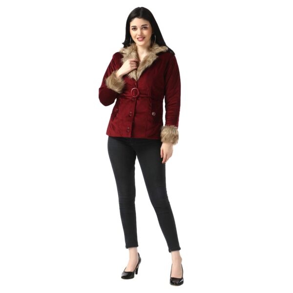 DIMPY GARMENTS Imported Velvet Fur Collar Women Winter Jacket - Image 7