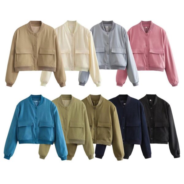 bnf Women's Jacket Spring for Women Ladies Cropped Two Large Pockets Casual Coat M Khaki | Clothing Shoes & Accessories | Womens Clothing | Coats & Jackets - Image 3
