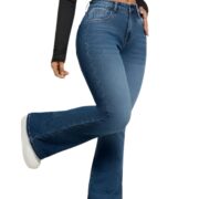 Ben Martin Women’s Dark Blue High Waist Jeans || Flared Bell Bottom Bootcut Pants || Wide Leg Stretch Denim – Perfect for Travel, Party & Everyday Use
