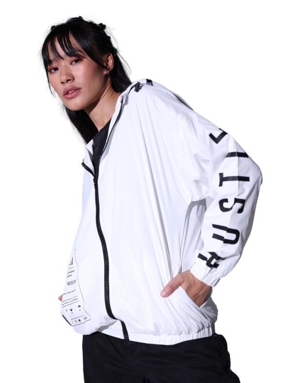 Hubberholme Women White Windcheater Oversized Hooded Jackets HHWJKW23003_WH_M