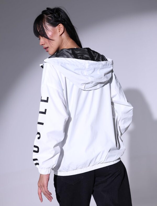 Hubberholme Women White Windcheater Oversized Hooded Jackets HHWJKW23003_WH_M - Image 4