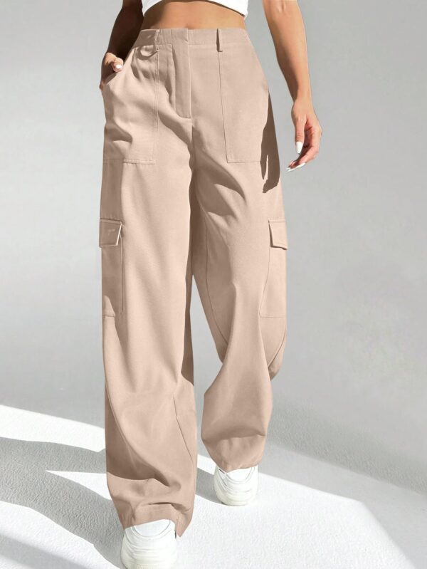 GRECIILOOKS Women Cargo Pant Cream - Image 2
