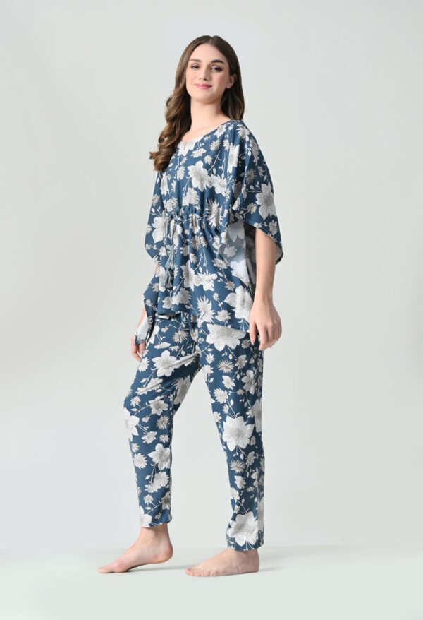 Ichaa Women's Rayon Printed Night Wear Kaftan Top and Trouser Night Suit Set - Image 5