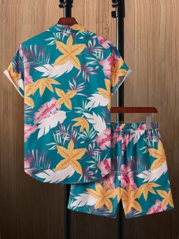 OM SAI LATEST CREATION Unisex Night Dress Pajama Set || Palm Tree & Leaf Printed Soft Rayon Night Wear Set for Men & Women || Short Night Suit || Vacation || Beach || Summer Wear Set - Image 7