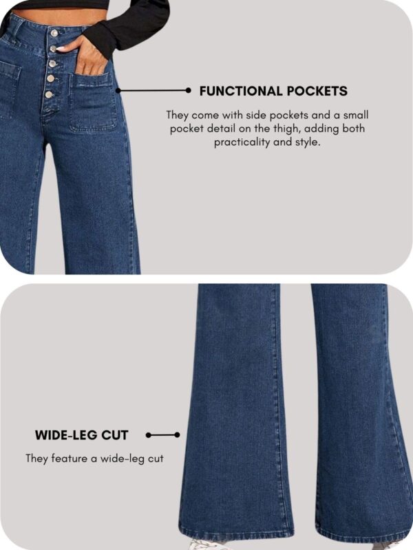 GRECIILOOKS Regular Fit Pant Baggy High Waist | Bell Bottom Jeans for Women - Image 4