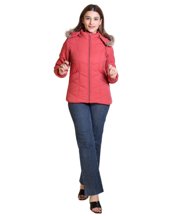 TROO BLUE Women’s Winter Jacket with Hood | Warm Quilted Puffer Coat | Stylish Casual Outerwear with Fur Lined Hood | Comfortable & Lightweight | Jacket For Women - Image 4