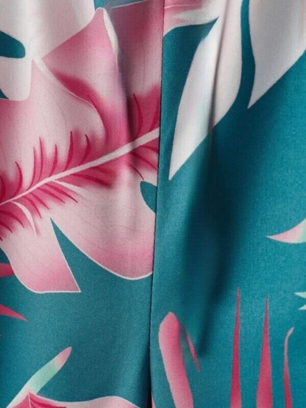 OM SAI LATEST CREATION Unisex Night Dress Pajama Set || Palm Tree & Leaf Printed Soft Rayon Night Wear Set for Men & Women || Short Night Suit || Vacation || Beach || Summer Wear Set - Image 3