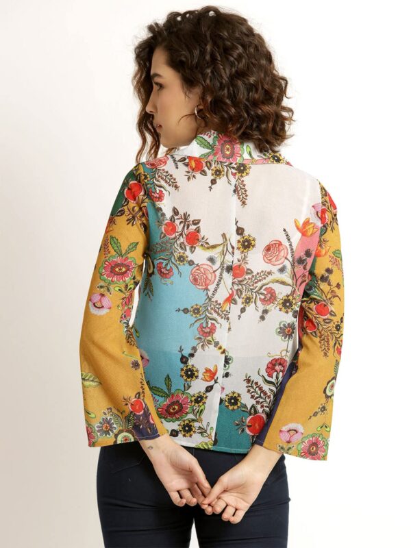 SHAYE Multicolor Casual Full Sleeves Shirt Collar Floral Top for Women - Image 4