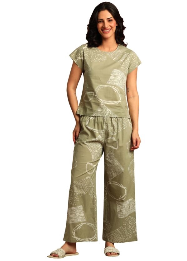 Yash Gallery Women's Cotton Cambric Printed Night Suit Set – Half Sleeve Top & Pajama | Loungewear & Sleepwear Set
