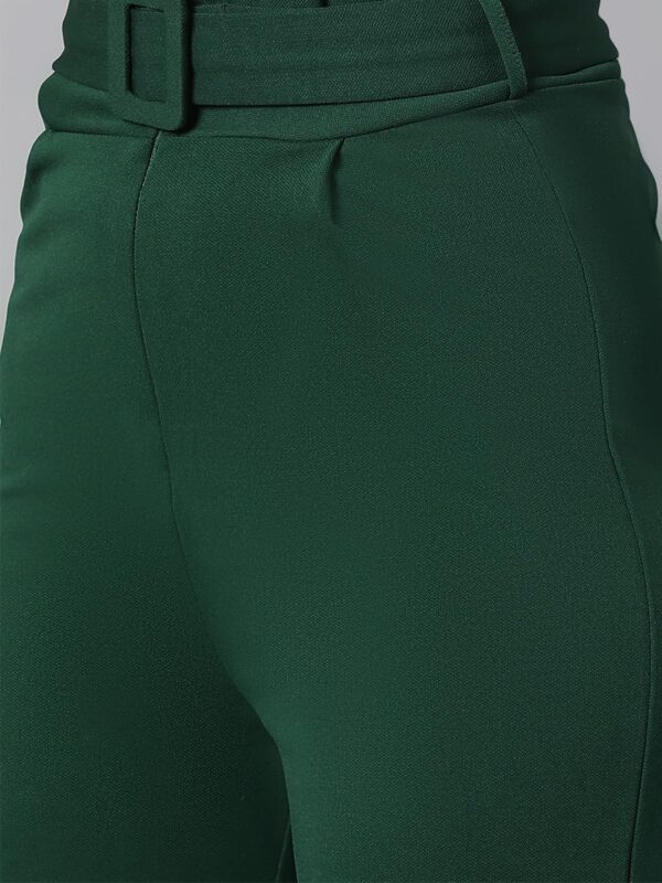 KOTTY Women's High Rise Viscose Rayon Relaxed Fit Korean Trousers Bottle Green - Image 5