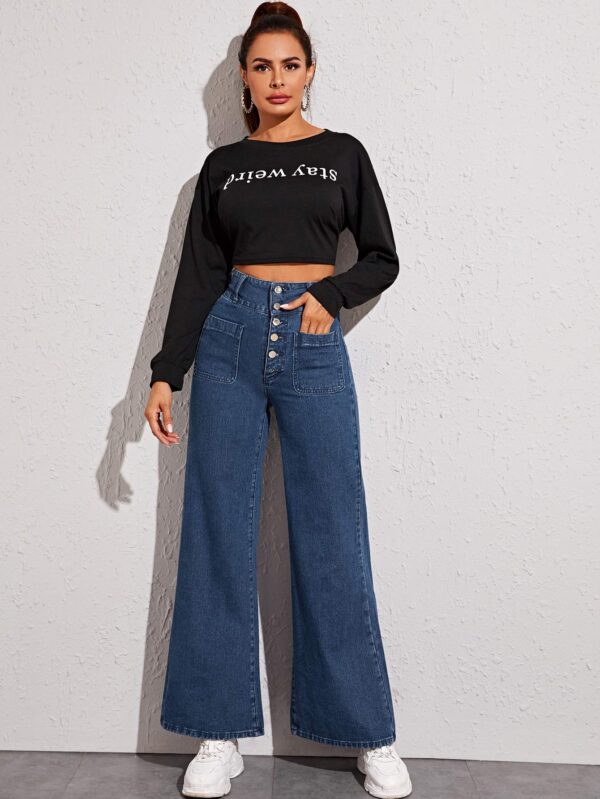 GRECIILOOKS Regular Fit Pant Baggy High Waist | Bell Bottom Jeans for Women - Image 2