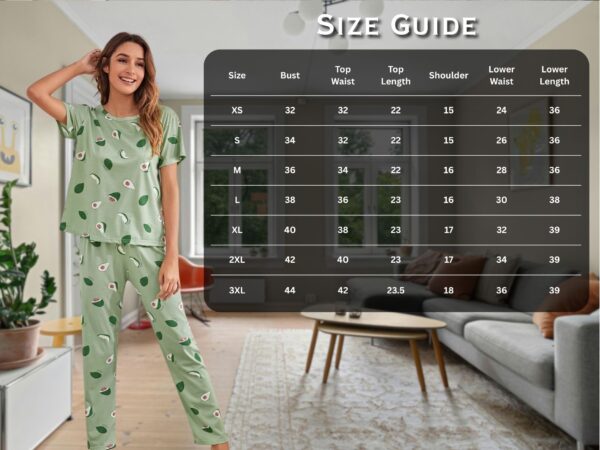 SMOWKLY Printed Round Neck Short Sleeve Nightsuit Set | Pajama Set | Night Dress for Women - Image 2