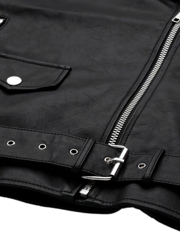 Leather Retail Women's Faux Leather Solid Standard Length Biker Jacket - Image 4