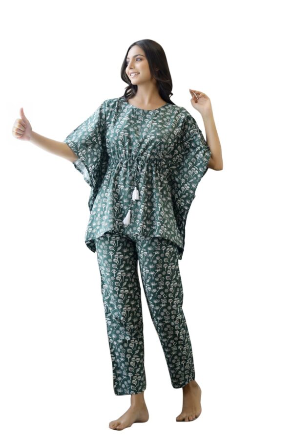 SAY Women's Cotton Ankle-Length Nightwear Sets OSKFP-12_S_Olive