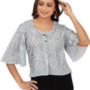 THREAD HUES Tiger Print Bell Sleeve Crop Top – Stylish & Trending Bell Sleeves Oversized Top for Women
