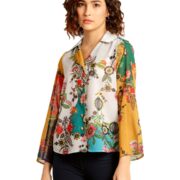 SHAYE Multicolor Casual Full Sleeves Shirt Collar Floral Top for Women