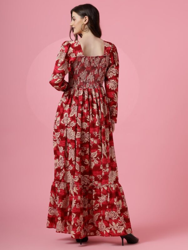 Sheetal Associates Women's Maxi Floral Print Crepe Regular Sleeves Casual Dress Red - Image 4