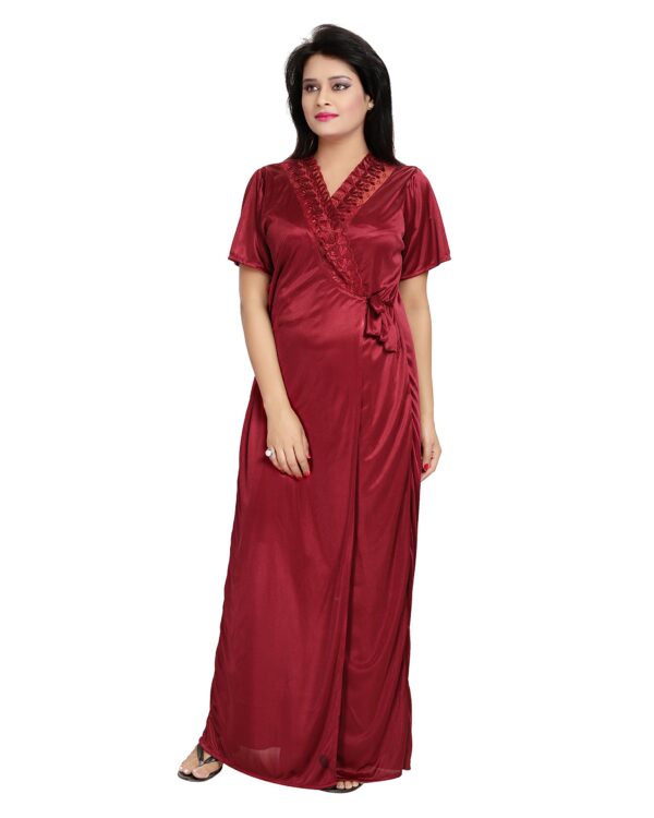 Noty Women's Satin Solid Nightwear Pajama Set Pack Of 4 - Image 4