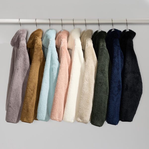 Alan Jones Clothing Women’s Fluffy Yarn Fleece Full-Zip Jacket | Soft Lightweight Warm Outerwear with Stand Collar & Piping at Hem & Cuffs - Image 3