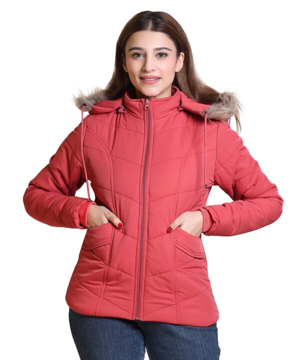 TROO BLUE Women’s Winter Jacket with Hood | Warm Quilted Puffer Coat | Stylish Casual Outerwear with Fur Lined Hood | Comfortable & Lightweight | Jacket For Women - Image 8