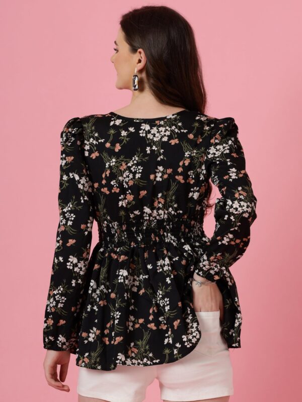 Sheetal Associates Women's Casual Puff Sleeves Floral Print Peplum Top - Image 2
