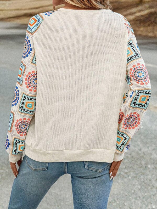 TAGAS Women Polyester Geometric Regular Fit Floral Print Round Nack Full l Long Sleeve Trendy Top - Image 4