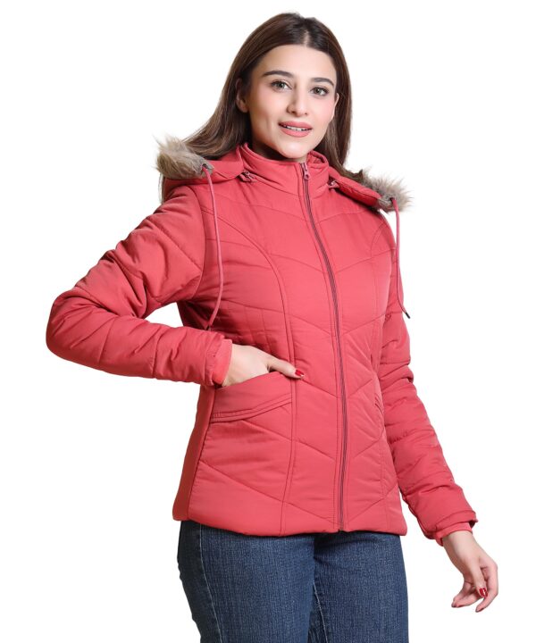 TROO BLUE Women’s Winter Jacket with Hood | Warm Quilted Puffer Coat | Stylish Casual Outerwear with Fur Lined Hood | Comfortable & Lightweight | Jacket For Women - Image 6