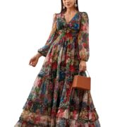LITZO Women's Georgette A-Line Maxi Dress