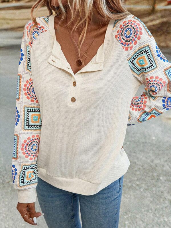 TAGAS Women Polyester Geometric Regular Fit Floral Print Round Nack Full l Long Sleeve Trendy Top - Image 3