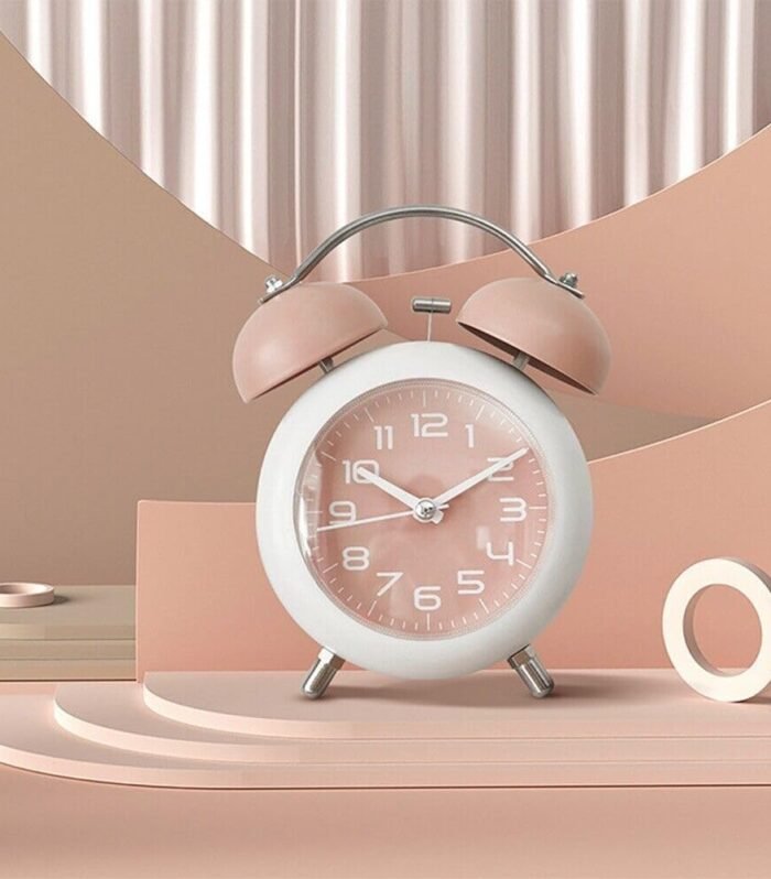 THE PAGH “Retro Twin Bell Alarm Clock – Loud, Stylish & Vintage Design – Available in Classic Blue & Elegant Light Pink – Perfect for Bedroom, Office, or Gift!” (Pink)
